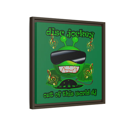 disc jockey - framed canvas art (dark green)