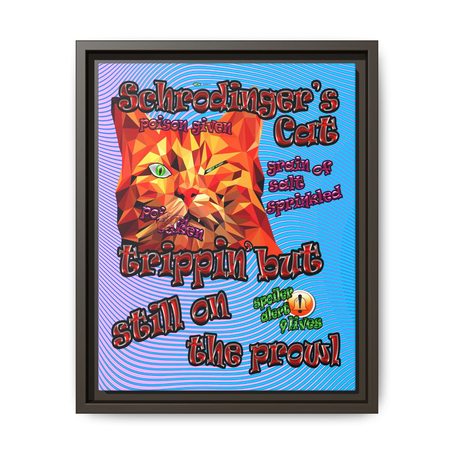 schrodinger's cat - framed canvas art (light blue-purple wave)
