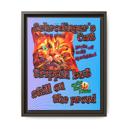 schrodinger's cat - framed canvas art (light blue-purple wave)