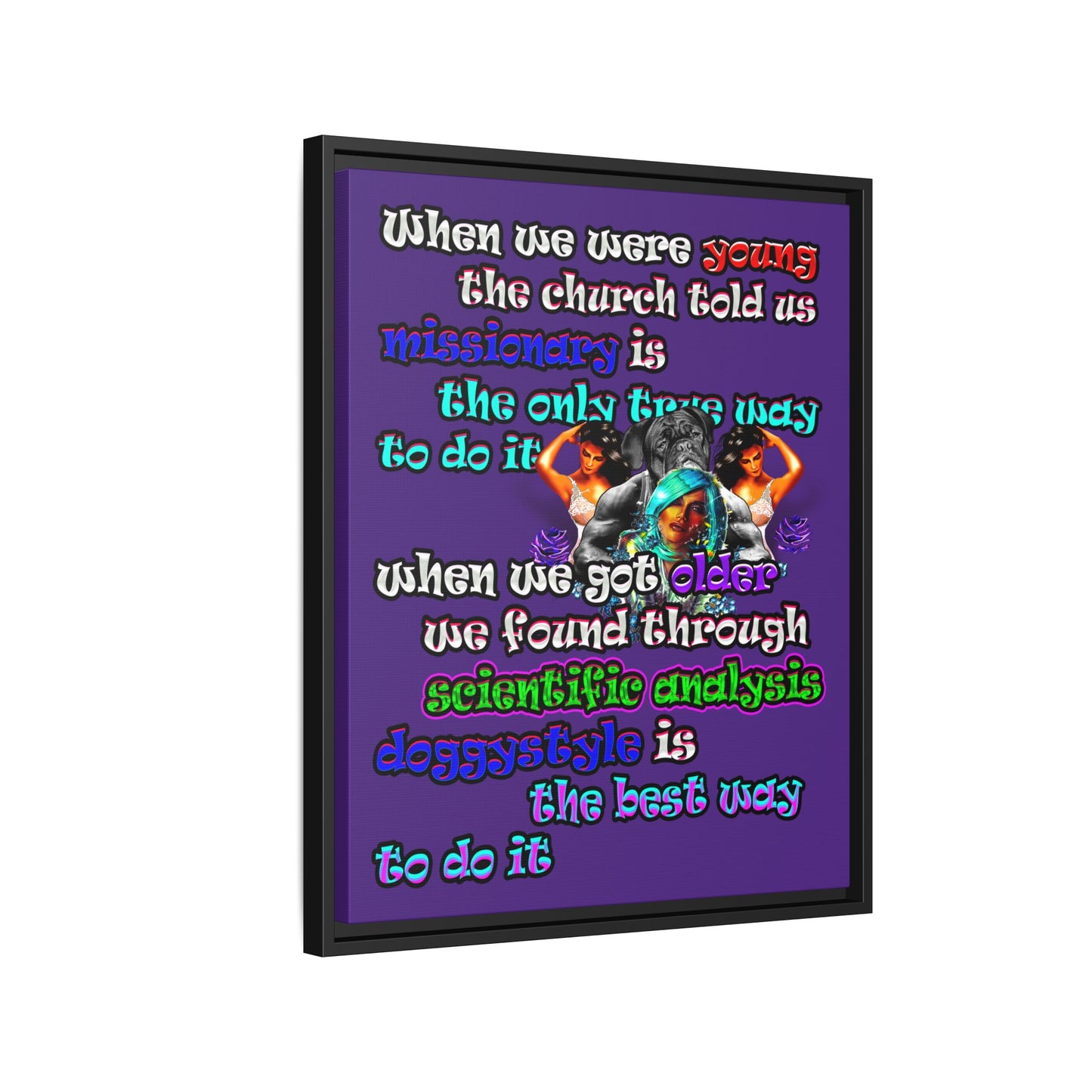 doggystyle - framed canvas art (purple)