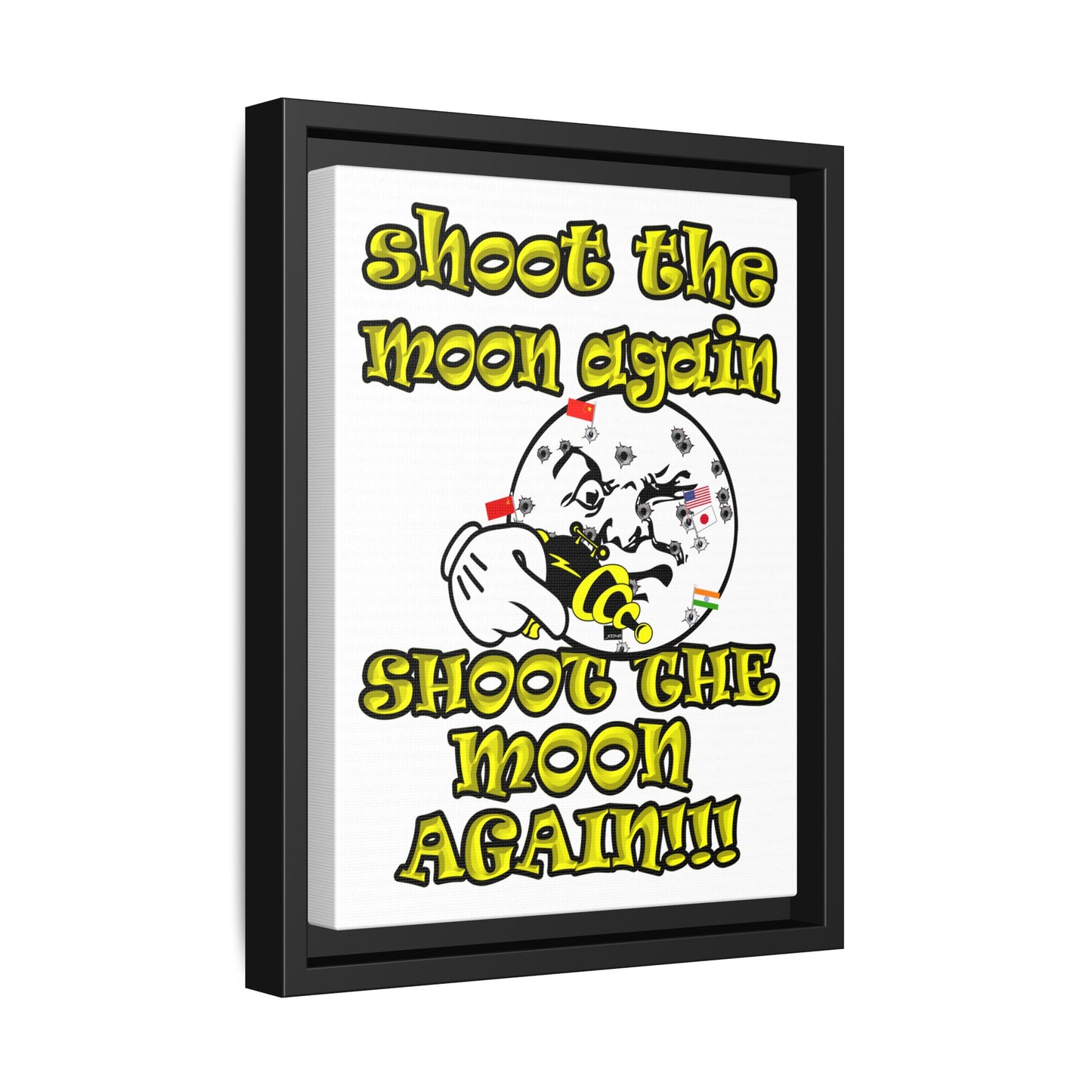 shoot the moon again - framed canvas art (white)
