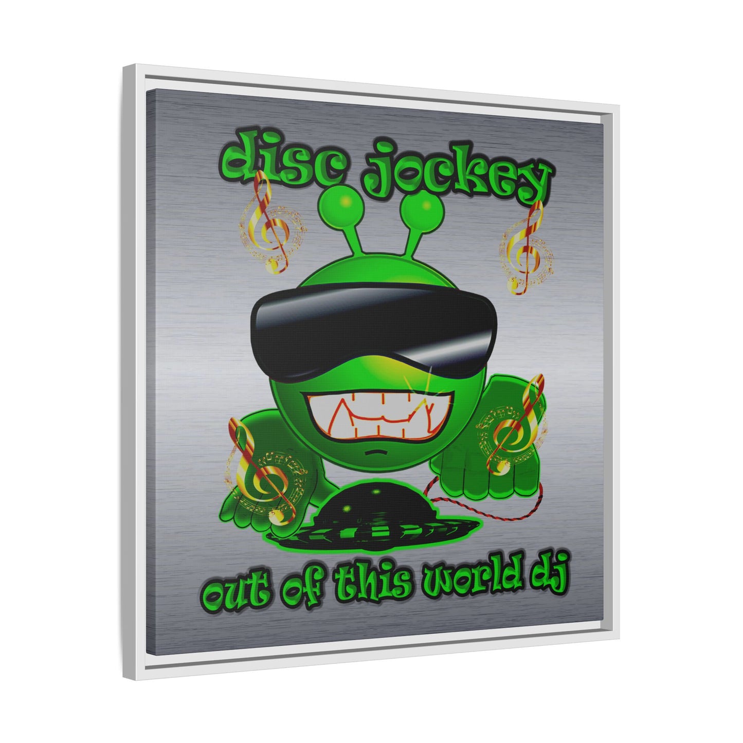 disc jockey - framed canvas art (brushed nickel)