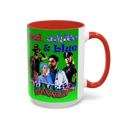 rw&b lives matter - Accent Mug (logo green)