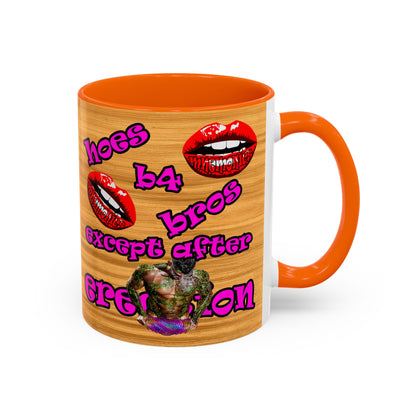 hoes b4 bros - Accent Mug (butterscotch wood finish)