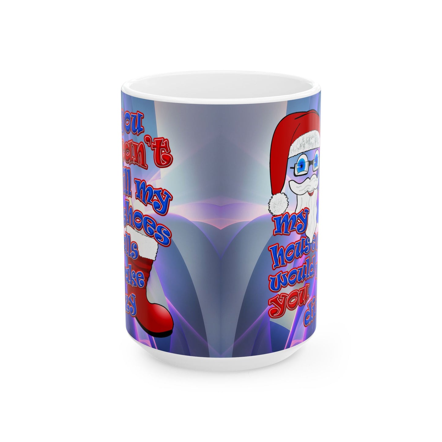santa's shoes - White Mug (grey-pink wave)