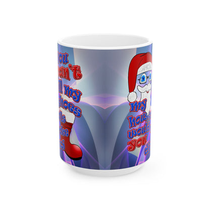 santa's shoes - White Mug (grey-pink wave)