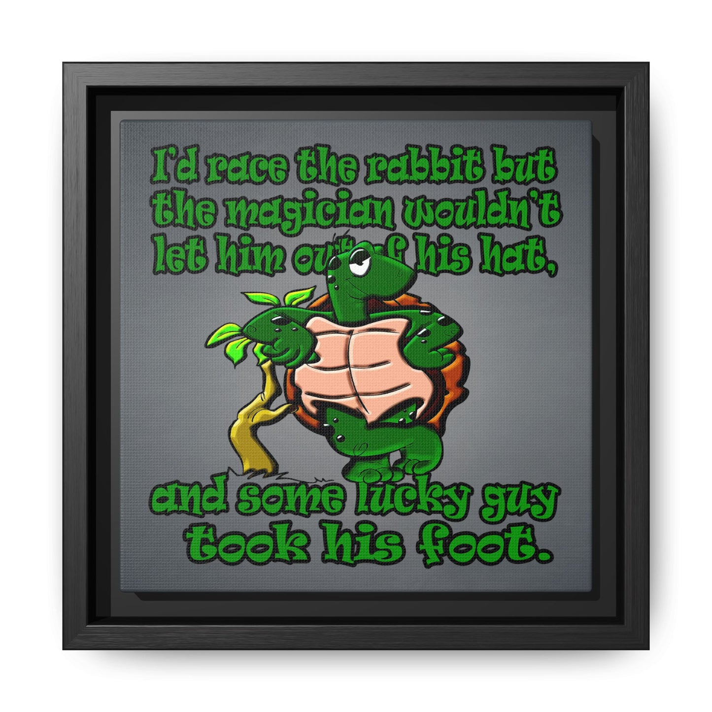 turtle race - framed canvas art (grey-light grey)