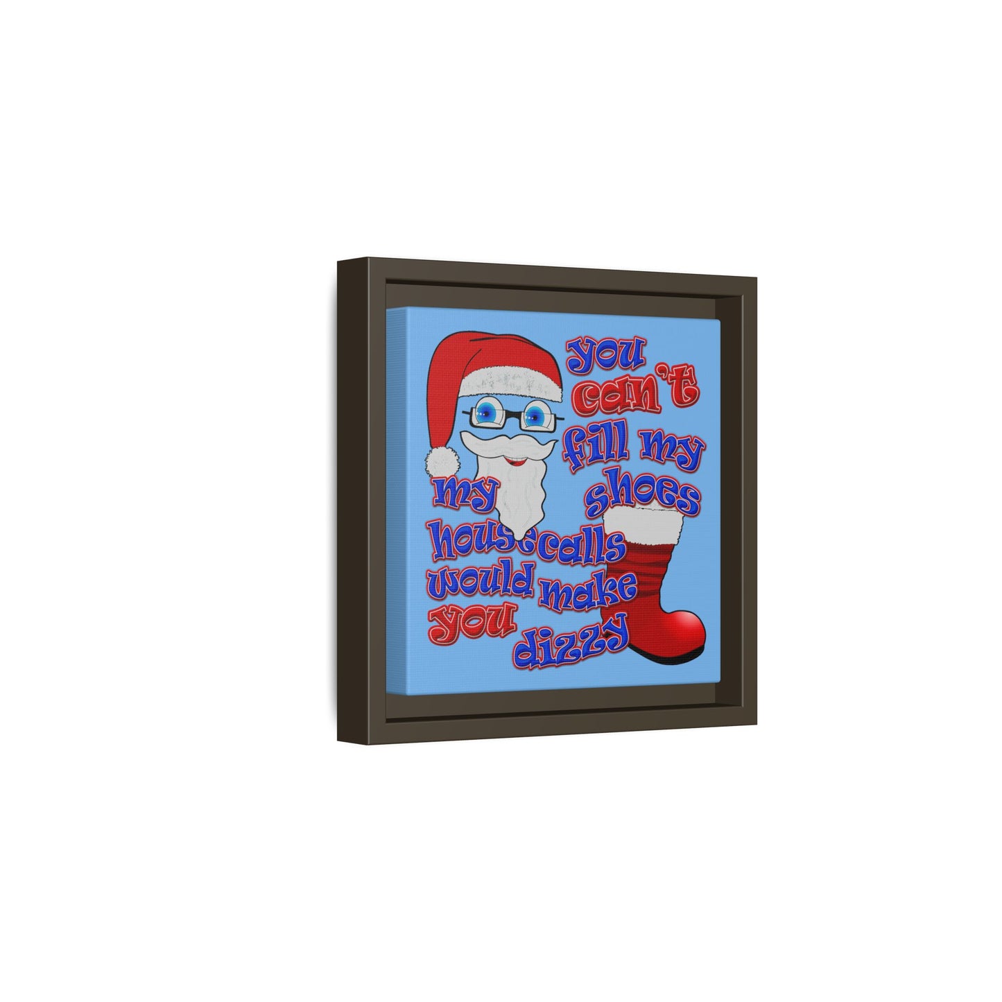 santa's shoes - framed canvas art (light blue)