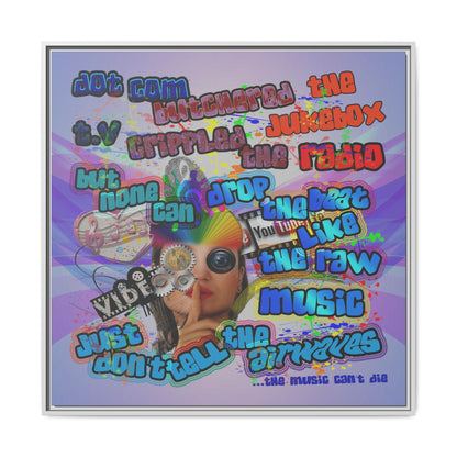 drop the beat - framed canvas art (light blue-pink wave)