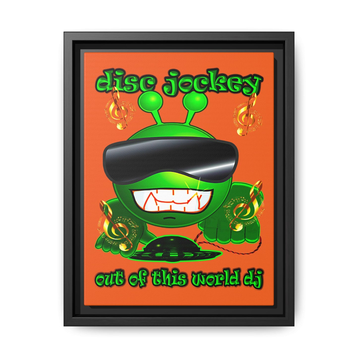 disc jockey - framed canvas art (orange)