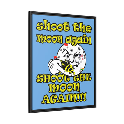 shoot the moon again - framed canvas art (light blue)