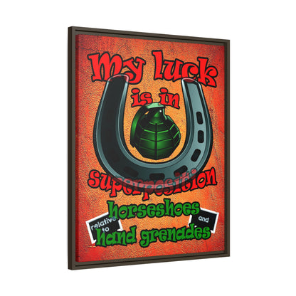 my luck - framed canvas art (burnt orange)