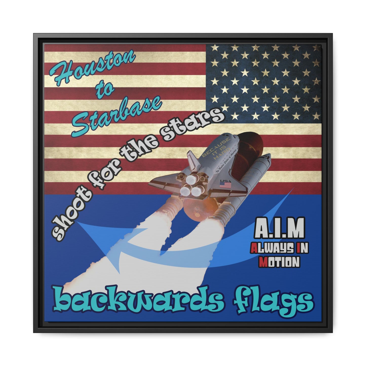 shoot for the stars - framed canvas art (dark blue)