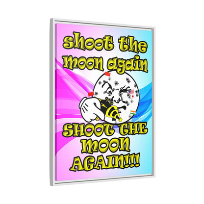 shoot the moon again - framed canvas art (light blue-pink wave)