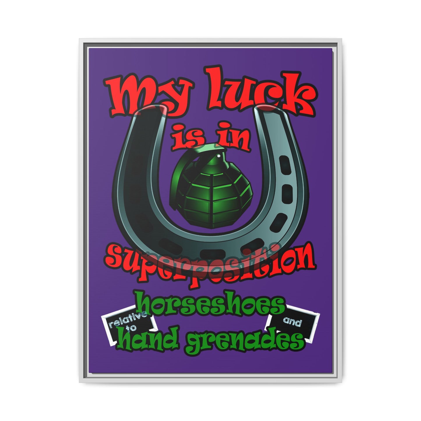 my luck - framed canvas art (purple)