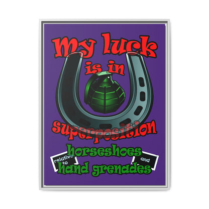 my luck - framed canvas art (purple)