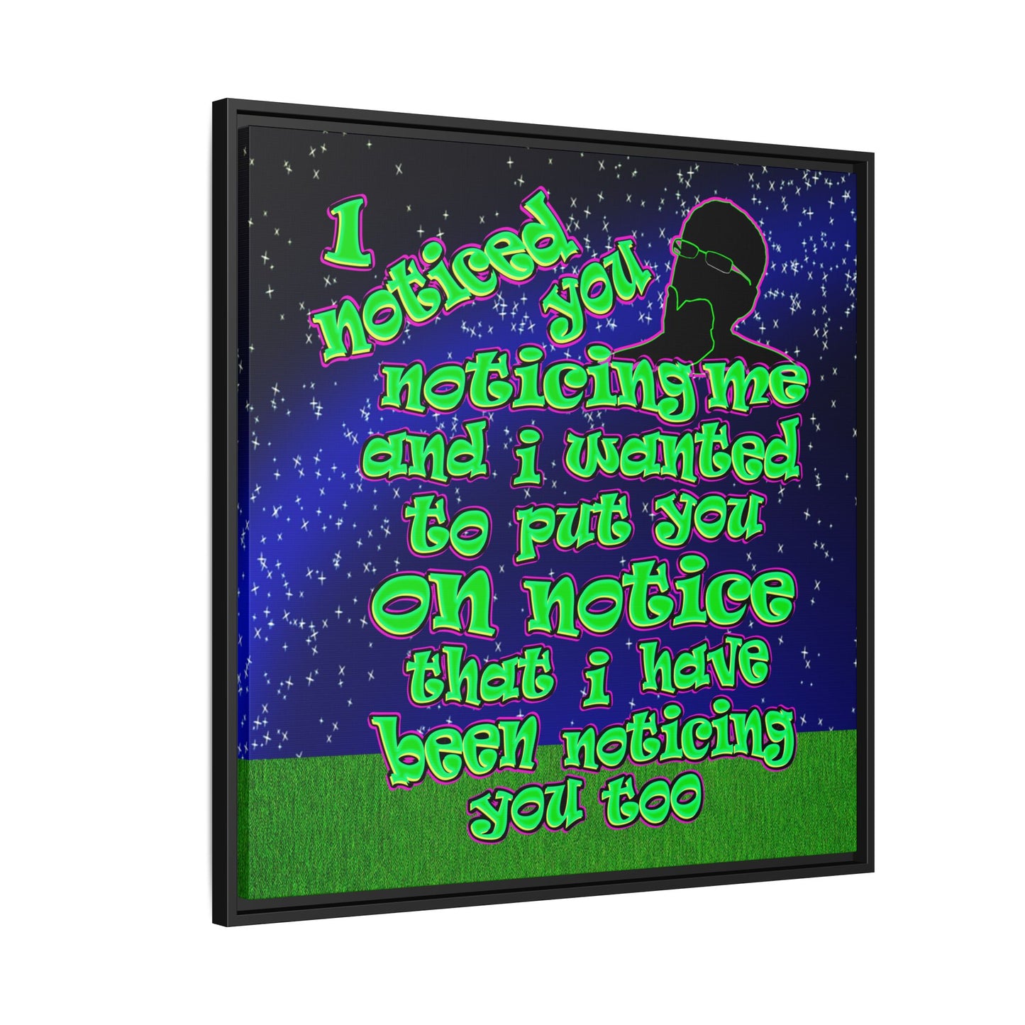 noticed you noticing - framed canvas art ('snoops' background)