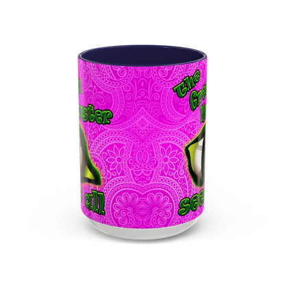 green monster - Accent Mug (pink swirl)
