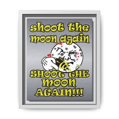shoot the moon again - framed canvas art (brushed nickel)