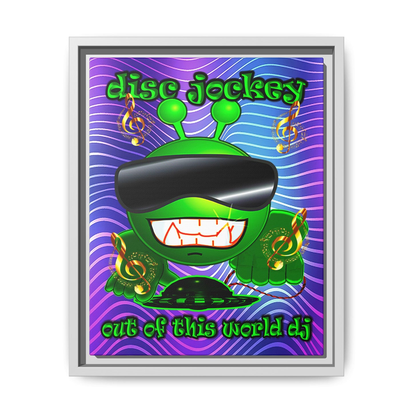 disc jockey - framed canvas art (purple wave)
