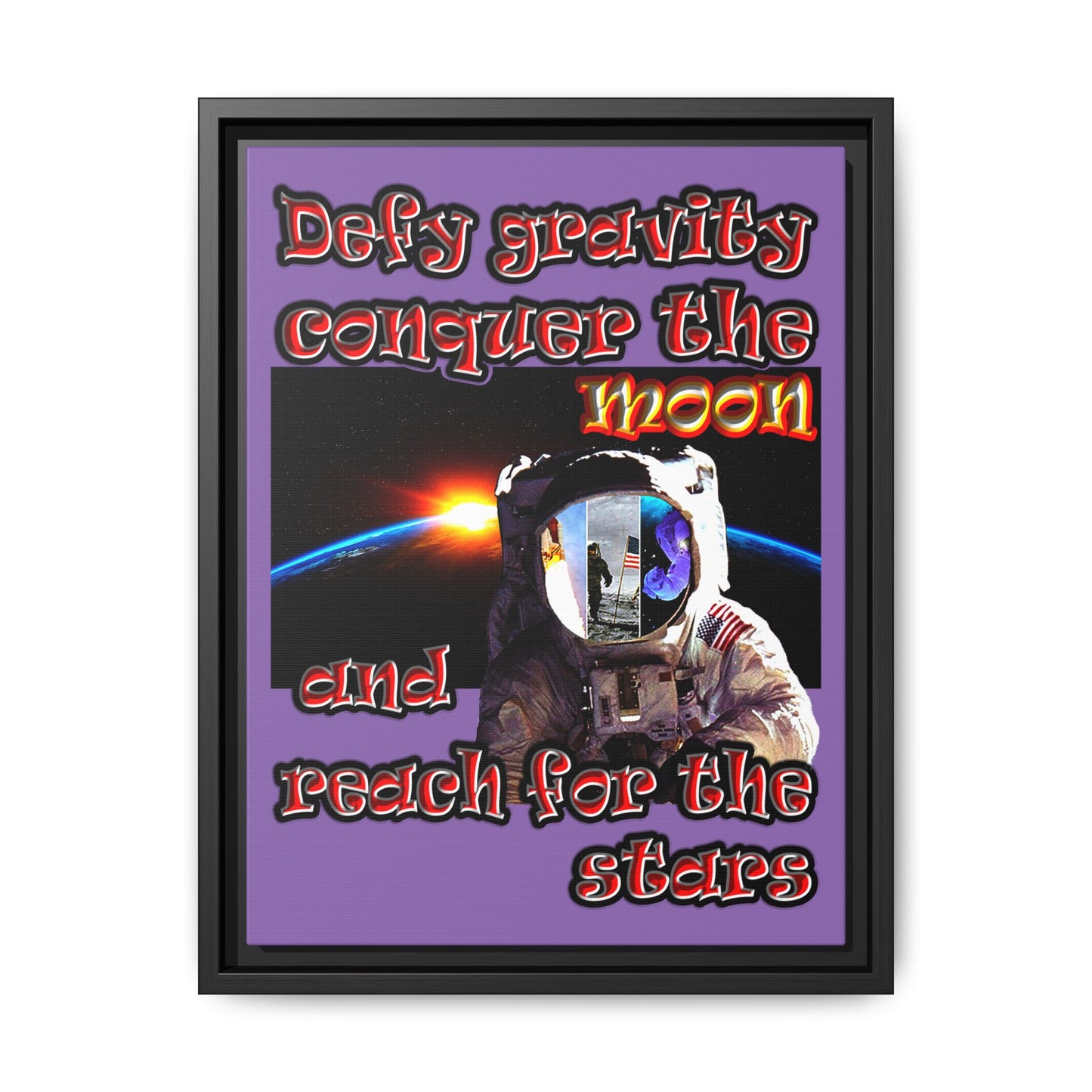 defy conquer reach - framed canvas art (light purple)