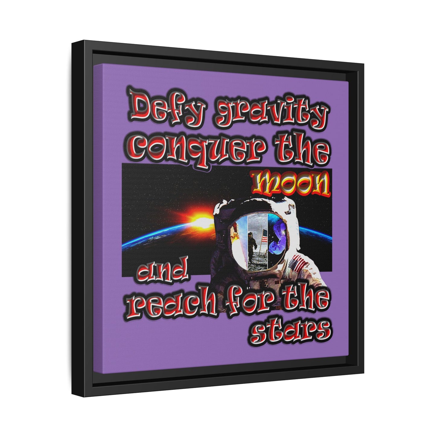 defy conquer reach - framed canvas art (light purple)
