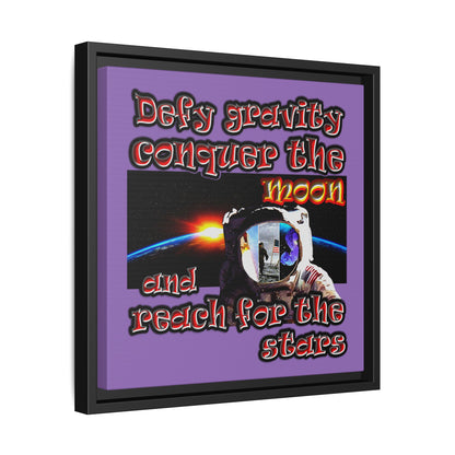 defy conquer reach - framed canvas art (light purple)
