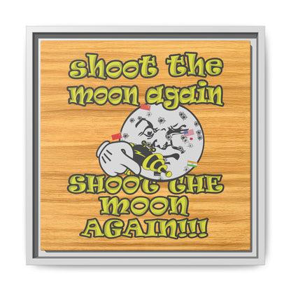 shoot the moon again - framed canvas art (butterscotch wood finish)