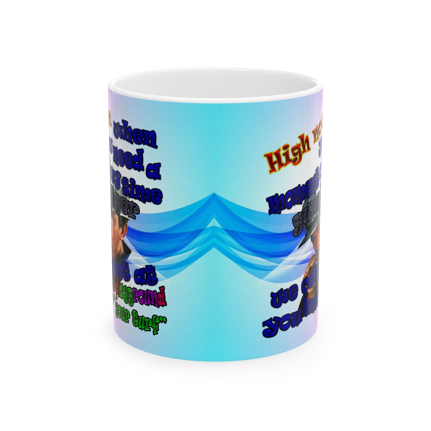 high noon - White Mug (light blue-pink wave)