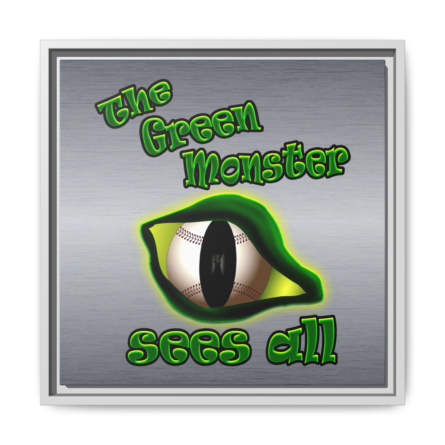 green monster - framed canvas art (brushed nickel)