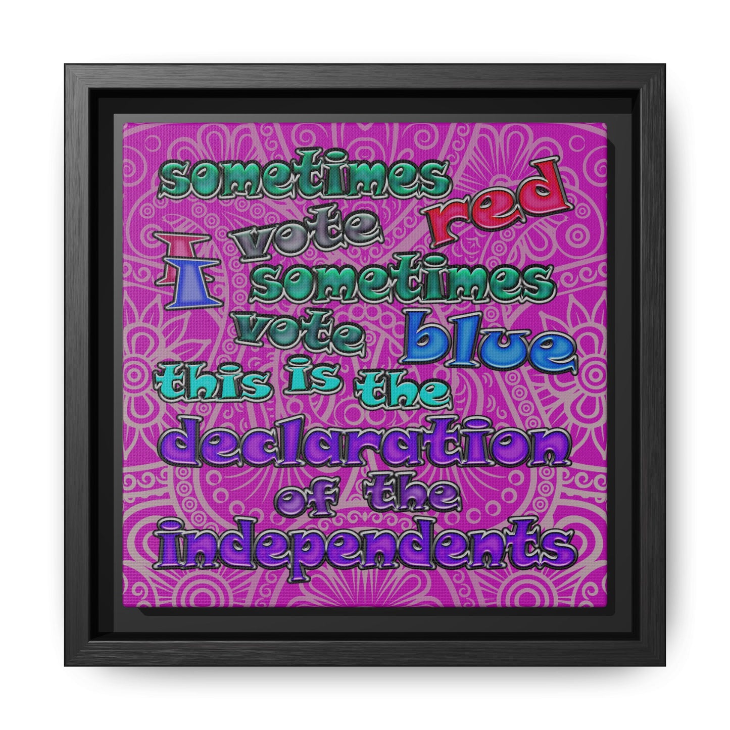 declaration of the independents - framed canvas art (pink swirl)