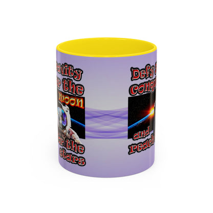 defy conquer reach - Accent Mug (light blue-pink wave)