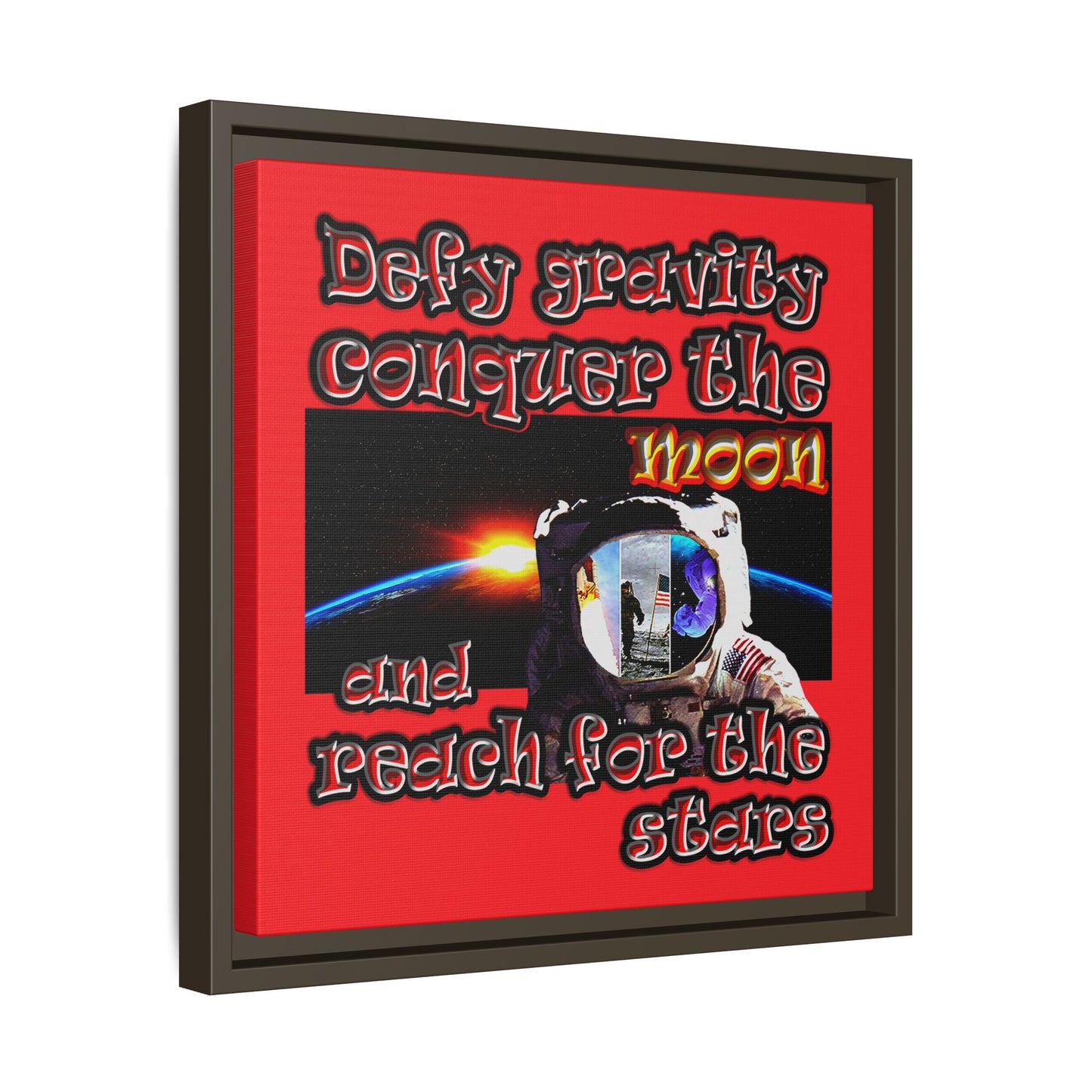 defy conquer reach - framed canvas art (red)