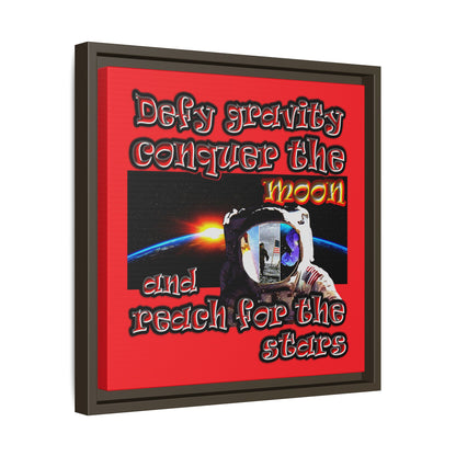 defy conquer reach - framed canvas art (red)
