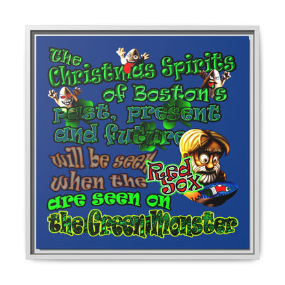 christmas spirits of boston - framed canvas art (dark blue)