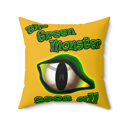 green monster - Spun Polyester Square Pillow - (yellow)