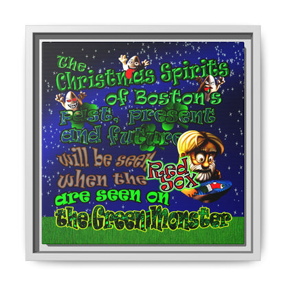 christmas spirits of boston - framed canvas art ('snoops' background)