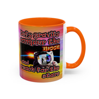 defy conquer reach - Accent Mug (color blur)
