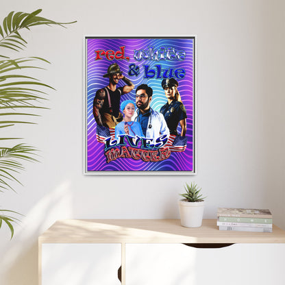 rw&b lives matter - framed canvas art (purple wave)