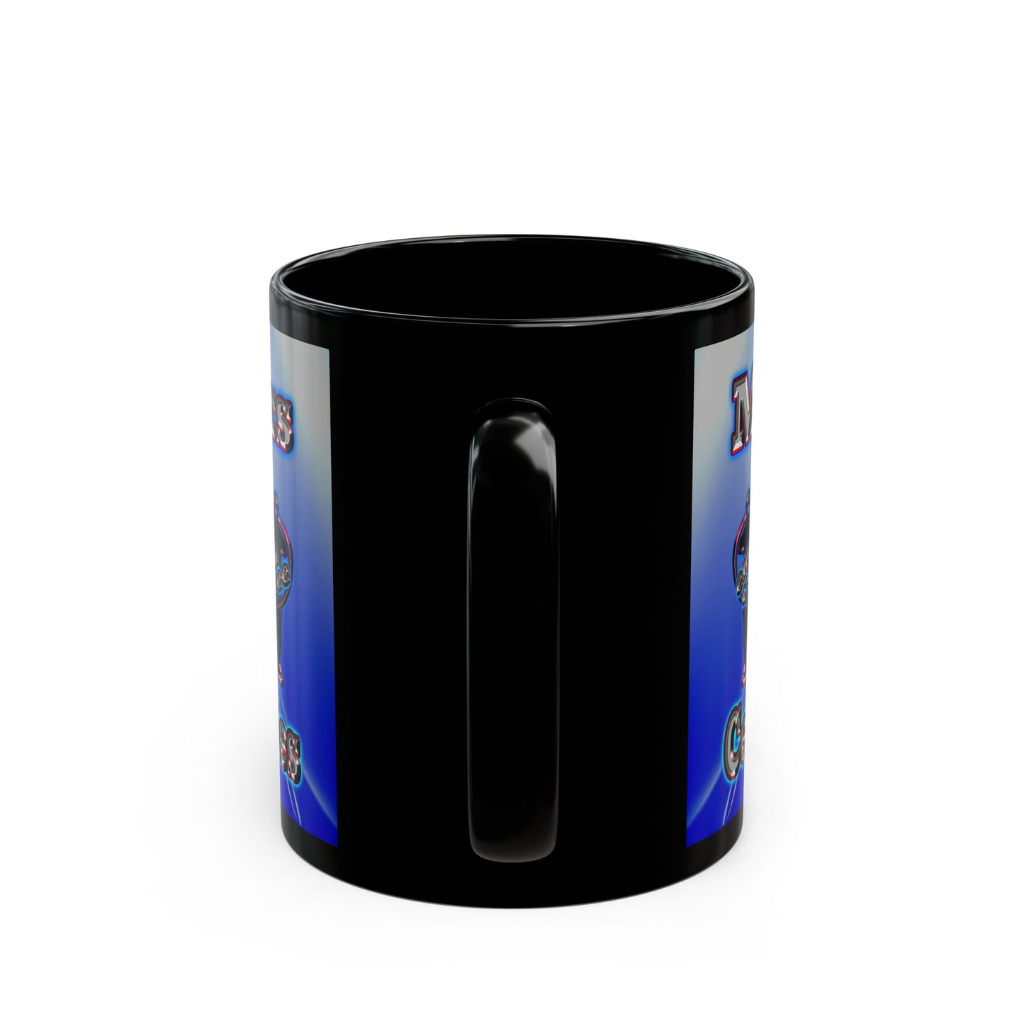 em cee squared - Black Mug (blue-white wave)
