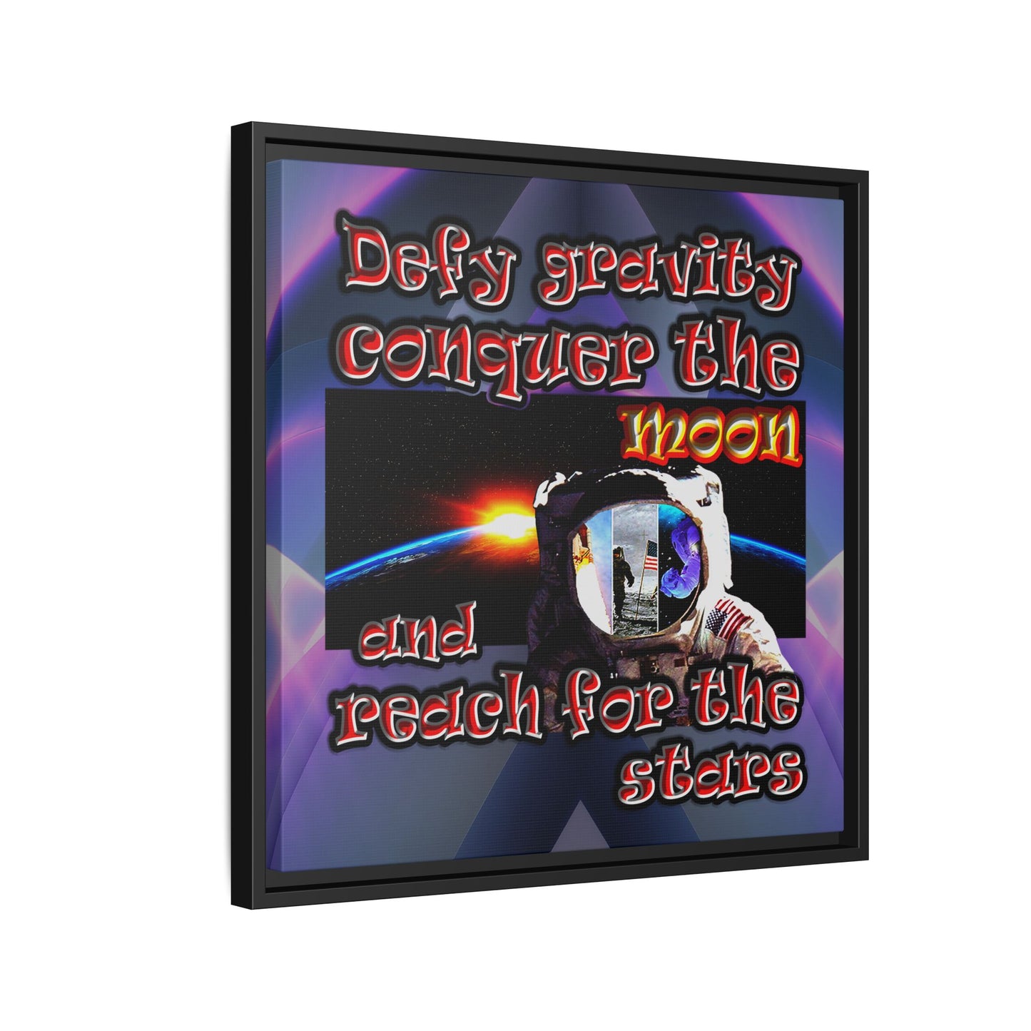 defy conquer reach - framed canvas art (grey-pink wave)