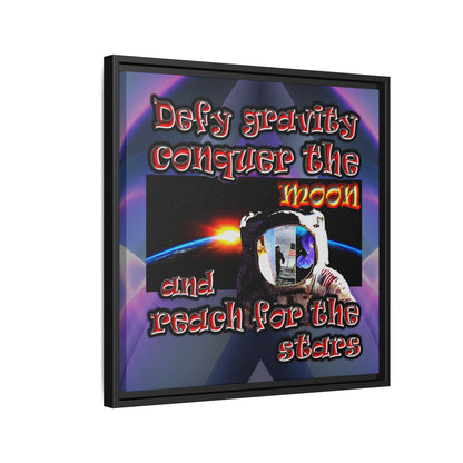 defy conquer reach - framed canvas art (grey-pink wave)