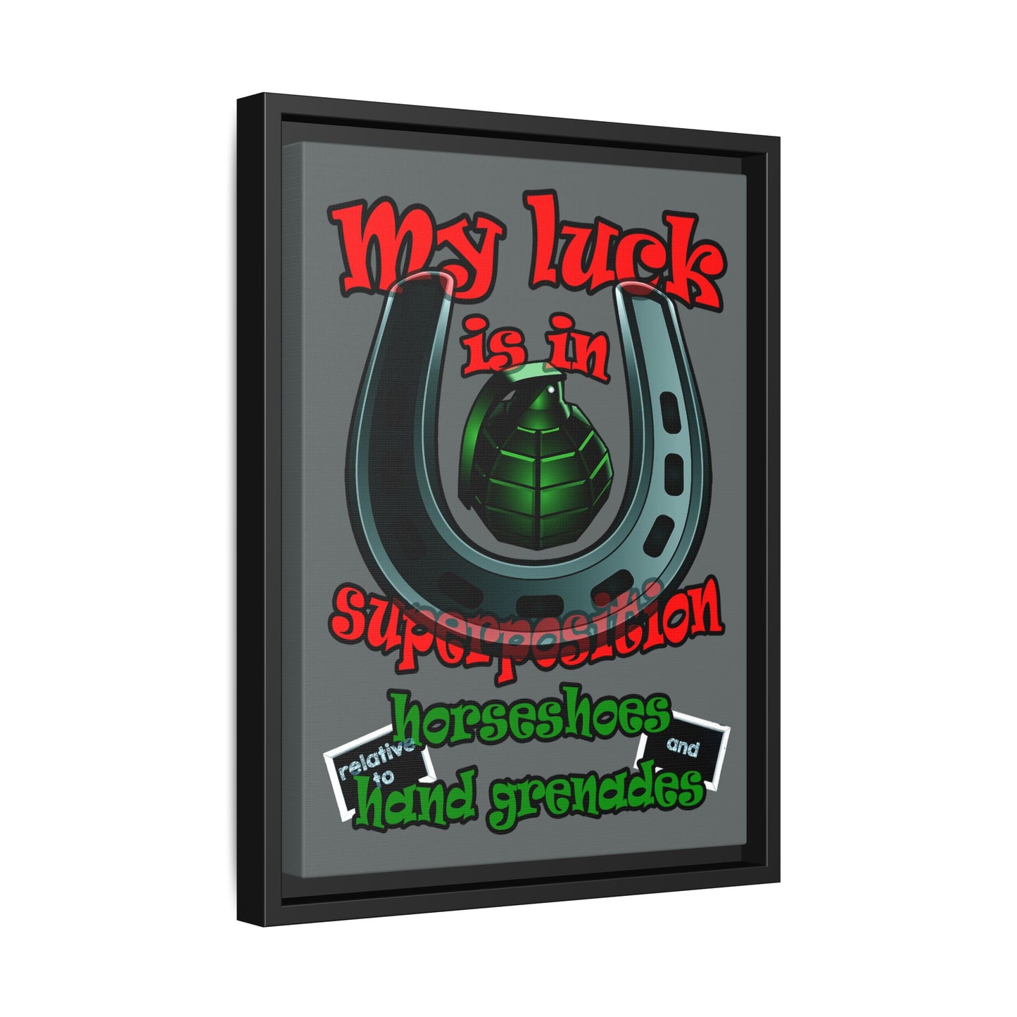 my luck - framed canvas art (dark grey)
