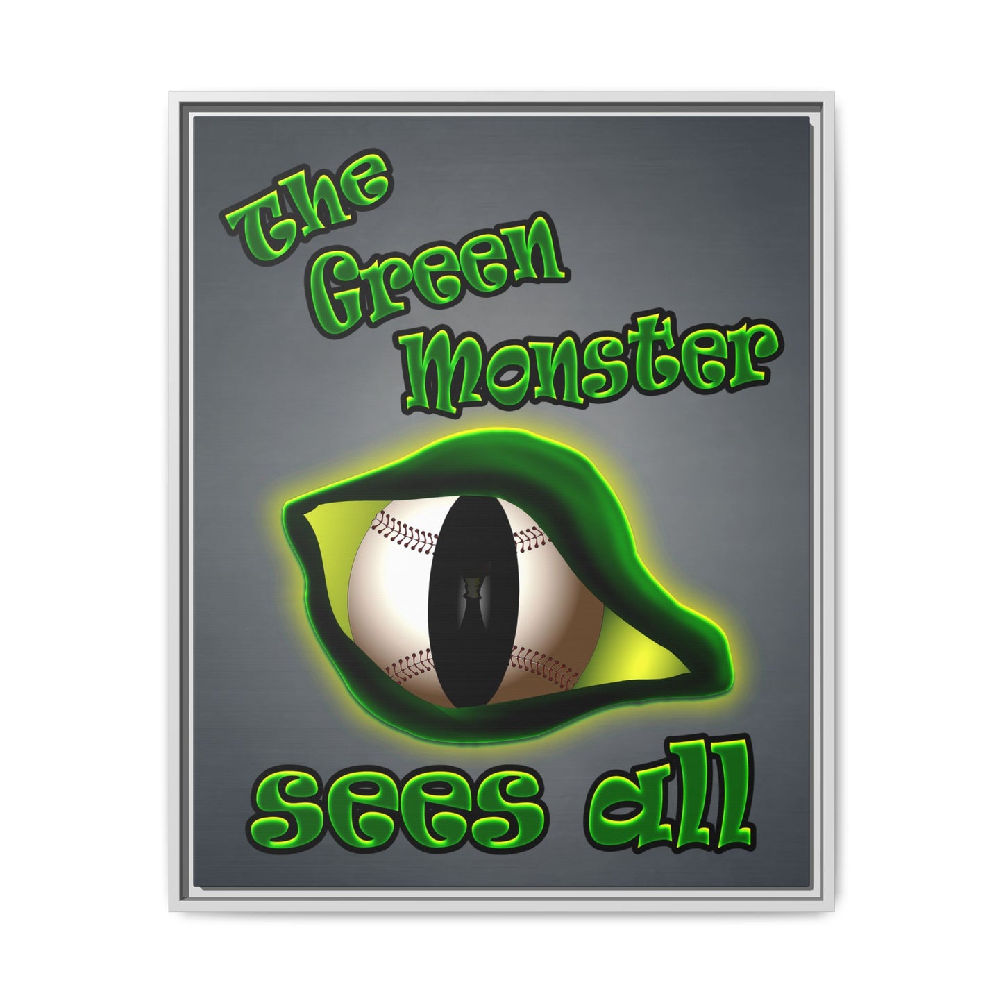 green monster - framed canvas art (grey-light grey)