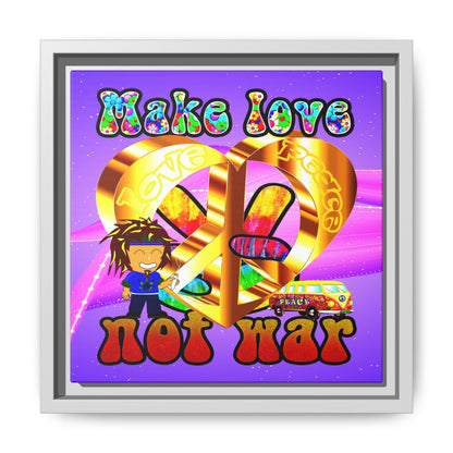 love peace - framed canvas art (purple-pink wave)