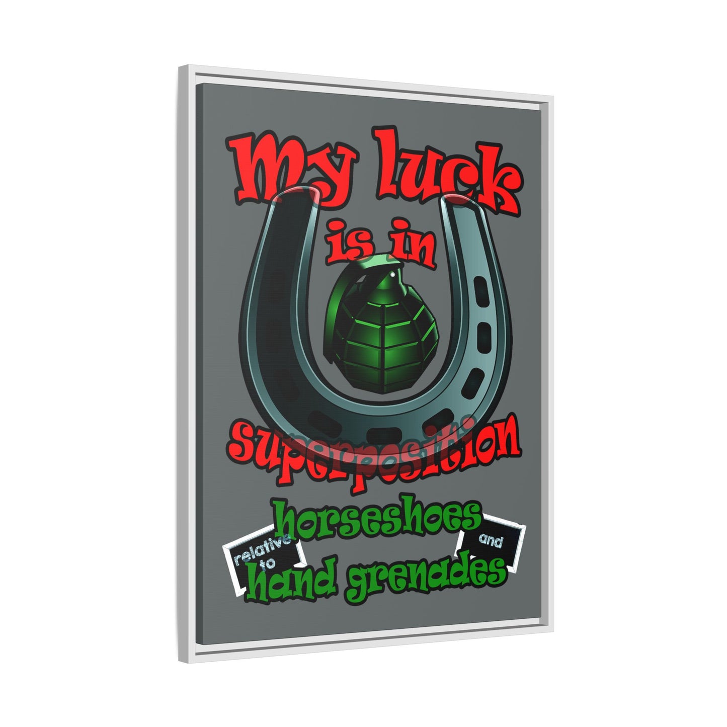 my luck - framed canvas art (dark grey)
