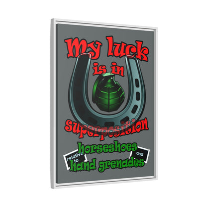 my luck - framed canvas art (dark grey)