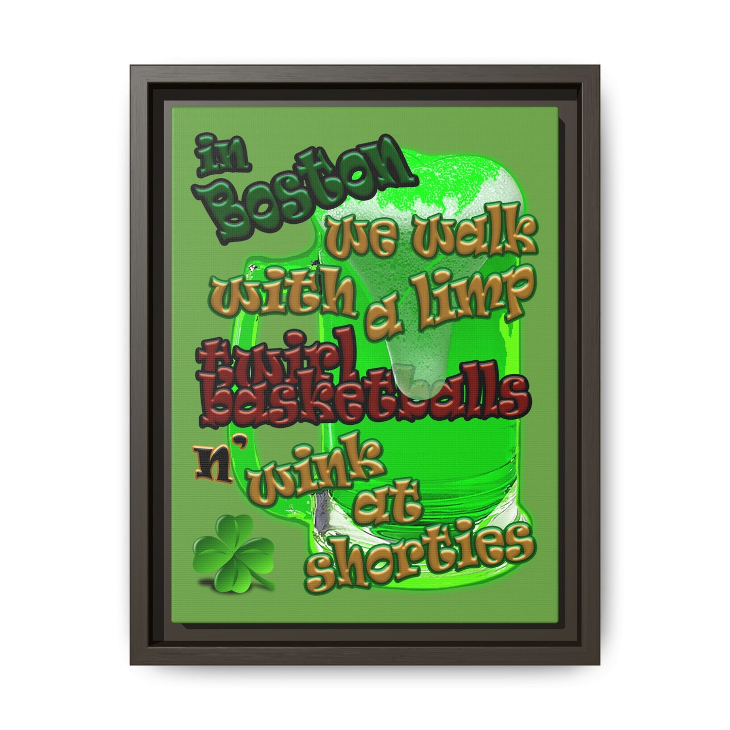 celtics logo - framed canvas art (green)