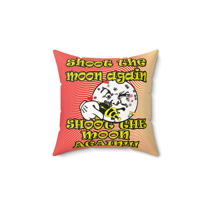 shoot the moon again - Faux Suede Square Pillow - (yellow-orange wave)