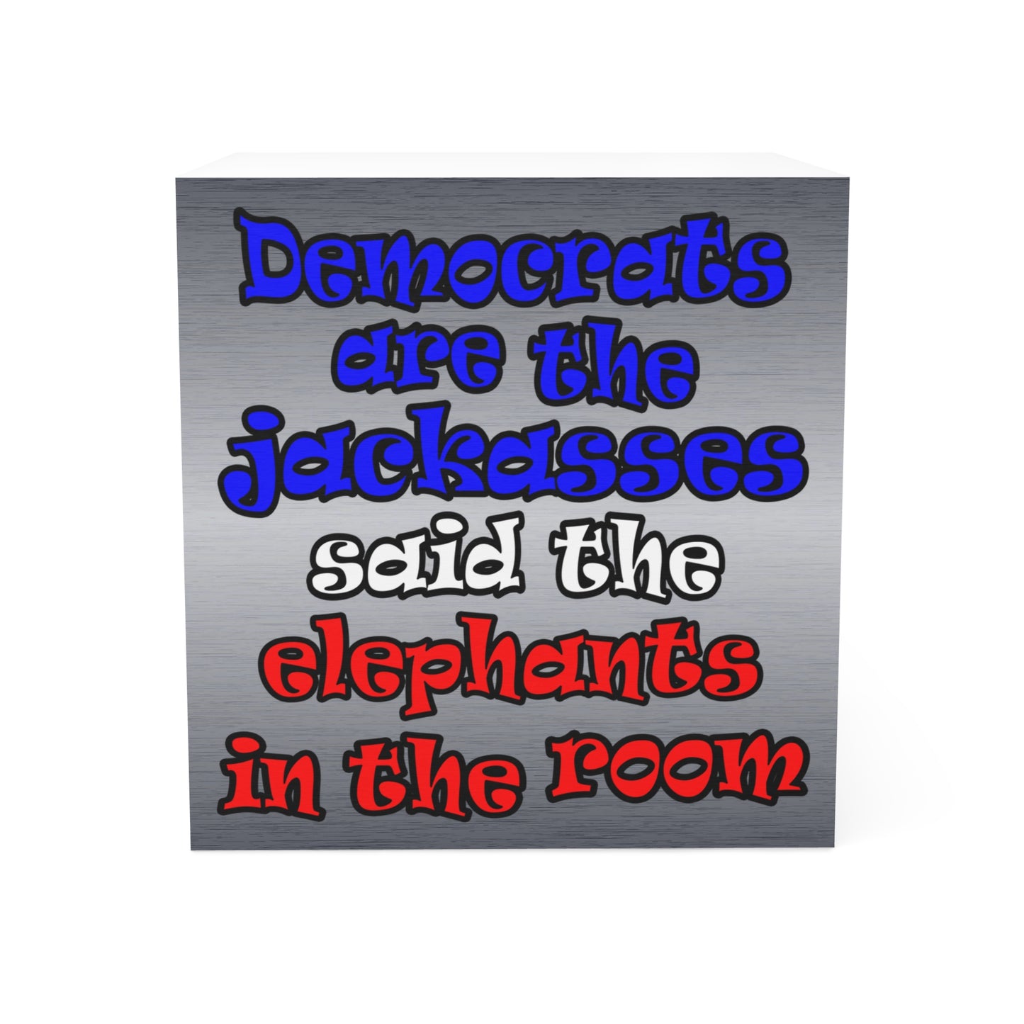 donkeys and elephants - note cube (brushed nickel)